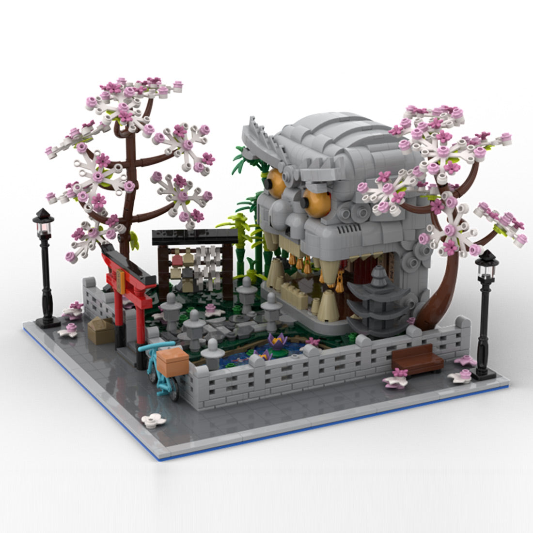 MOC-269494 Lion Head Garden Japanese Shrine Building Blocks