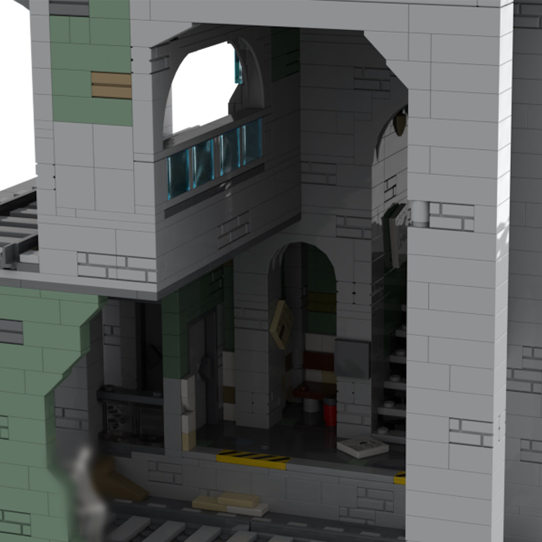 MOC-129272 Modular Urban Transit Station with Balcony Greenery Building Blocks
