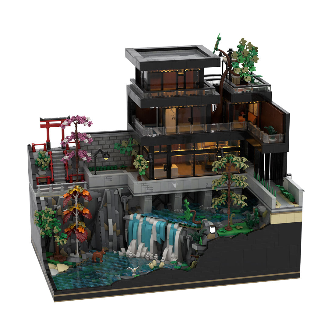 MOC-264460 Modern Japanese Waterfall Villa Building Blocks