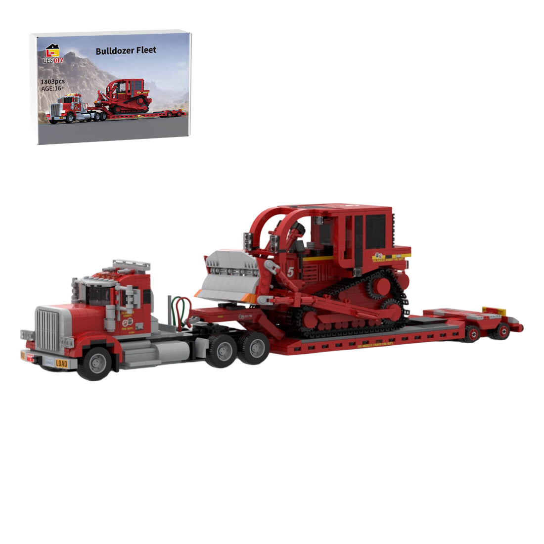MOC-257804 Peterbilt 367 + CAT D8R Dozer - L.A County Dozer Team 5 Building Block