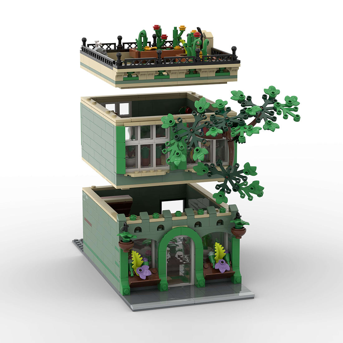 MOC-209268 Green Ivy Flower Shop Modular Building Blocks