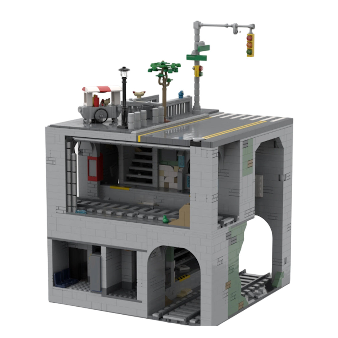 MOC-129272 Modular Urban Transit Station with Balcony Greenery Building Blocks
