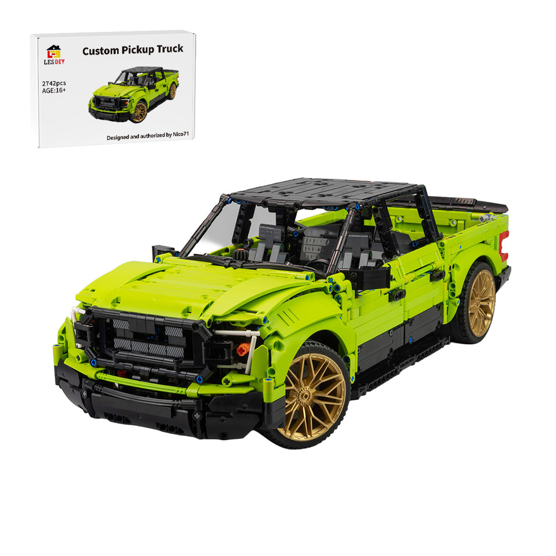 MOC-78624 Ford F-150 1:8 Scale Low-Rider Custom Pickup Truck Building Blocks