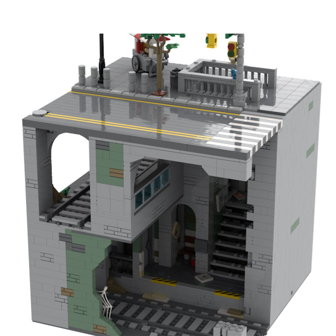 MOC-129272 Modular Urban Transit Station with Balcony Greenery Building Blocks