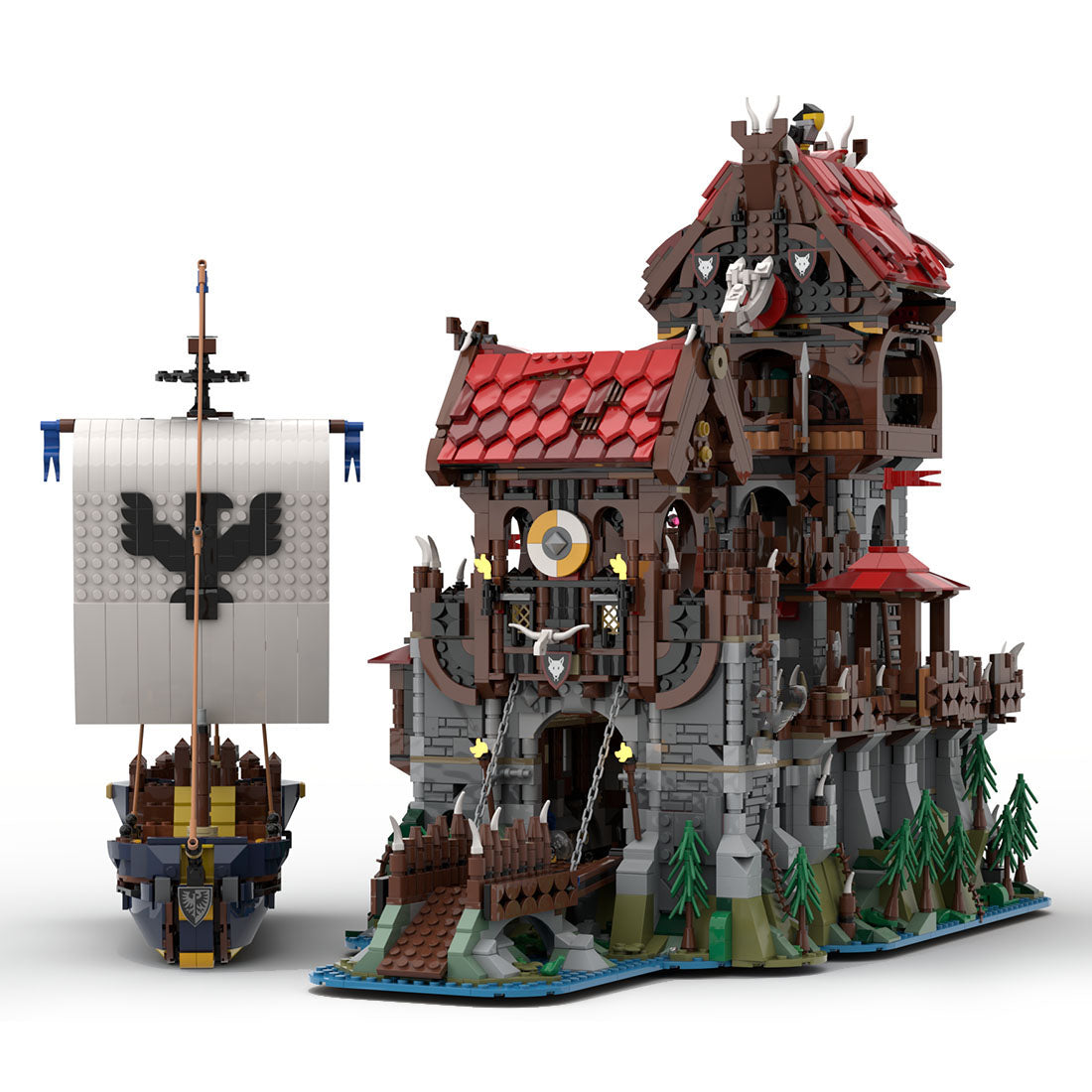 MOC-136695 Wolfpack Tower & Medieval Ship