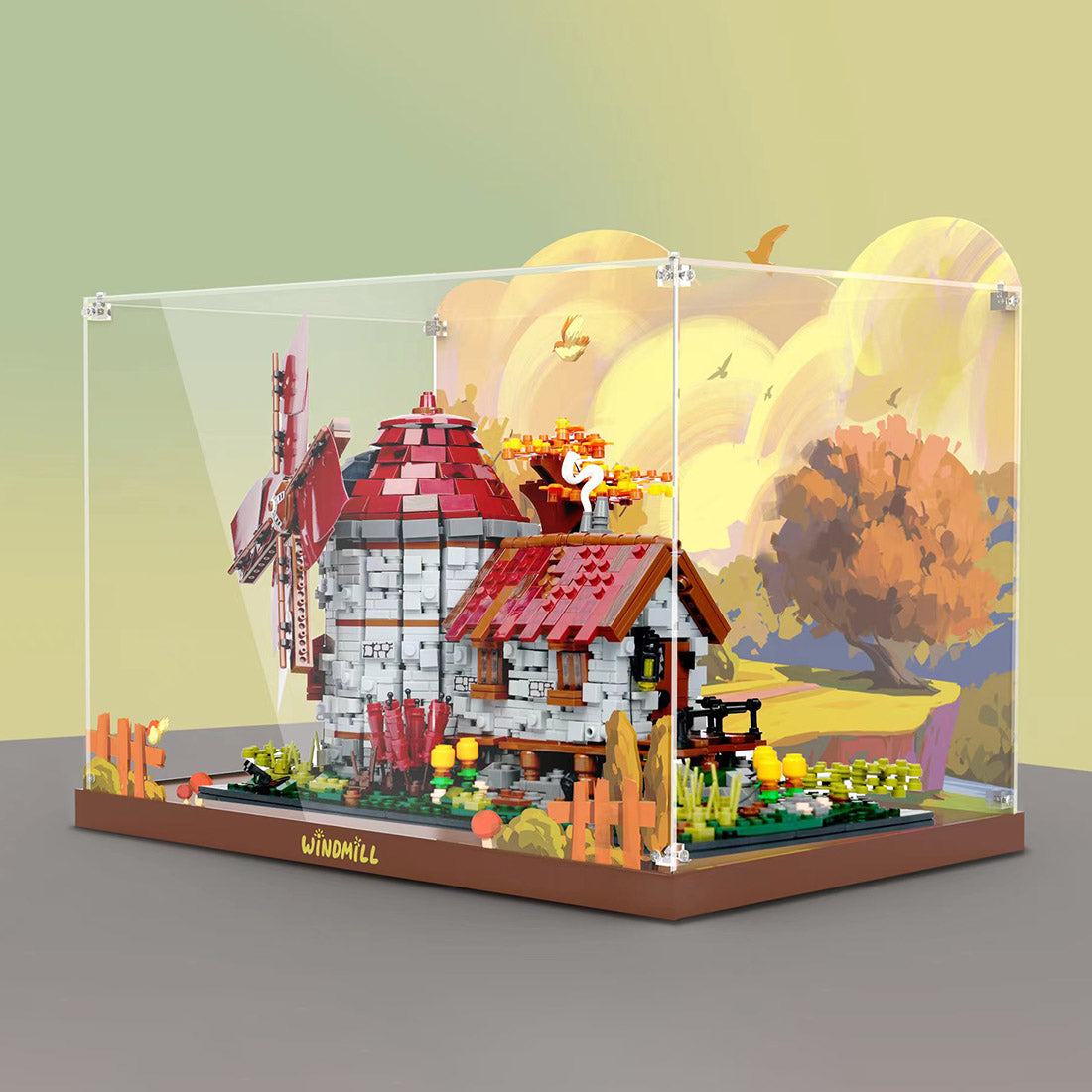 Acrylic Display Box Dust Cover for Dutch Windmills-Without Block Set