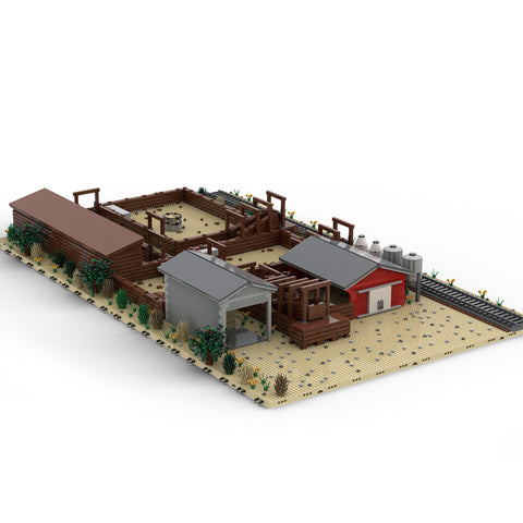 MOC-131286 Railroad Stock Yard Mini Railway Scene