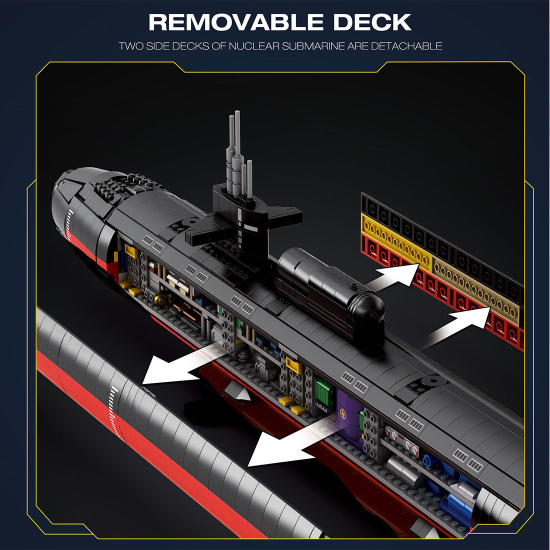 Mocsage 1/125 UCC Los Angeles-class Military Nuclear Submarine Model Building Blocks