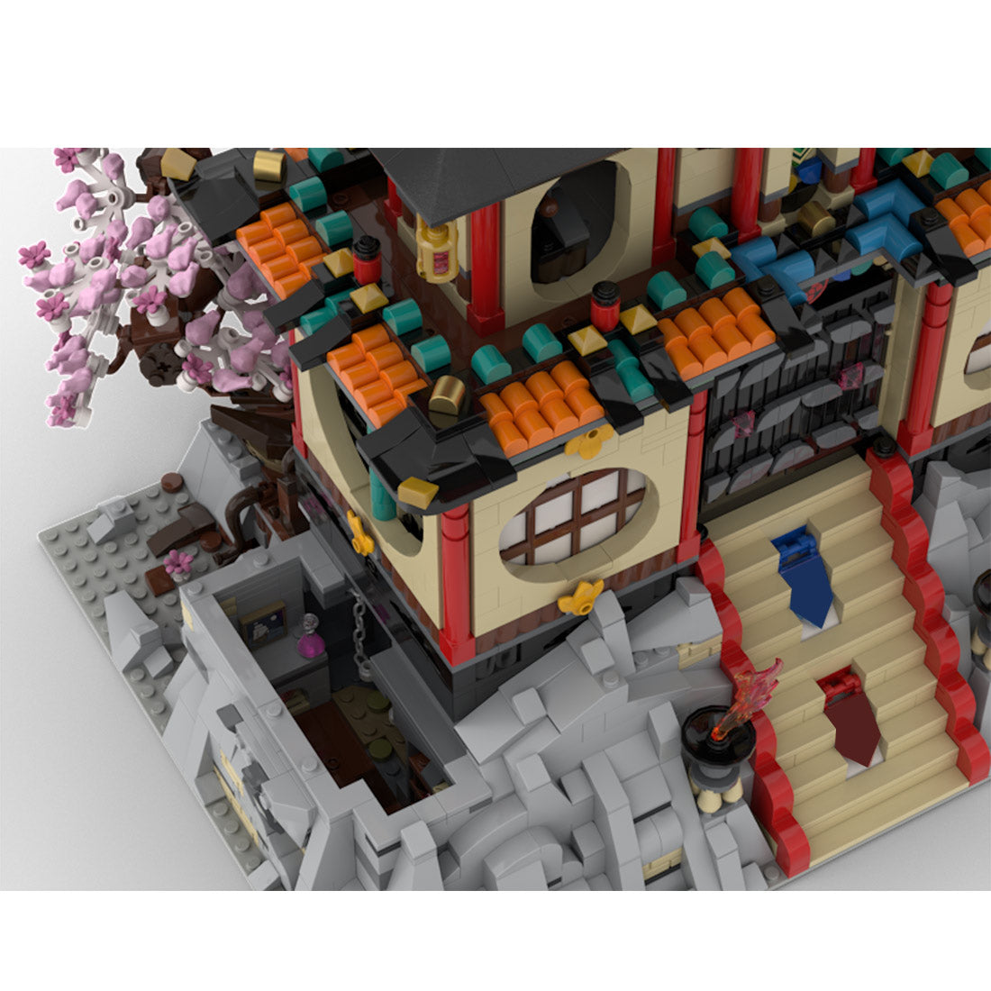 MOC-124852 East Asian Ancient Shrine Tower Building Blocks