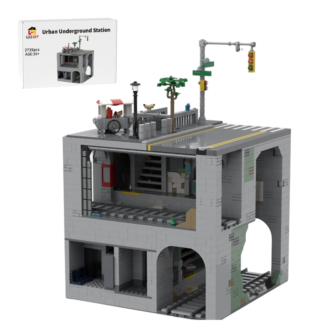 MOC-129272 Modular Urban Transit Station with Balcony Greenery Building Blocks