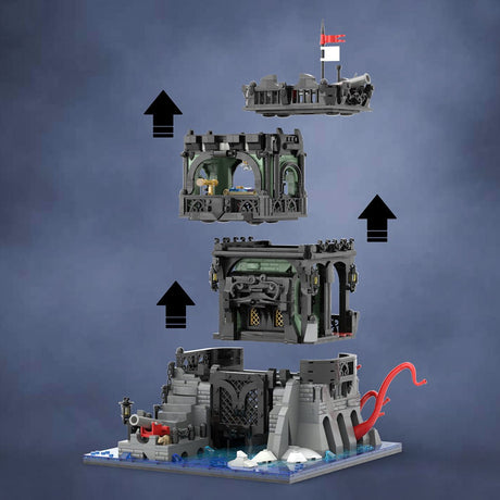 Black Pirate Watchtower Building Blocks-LesDiy-MOC-