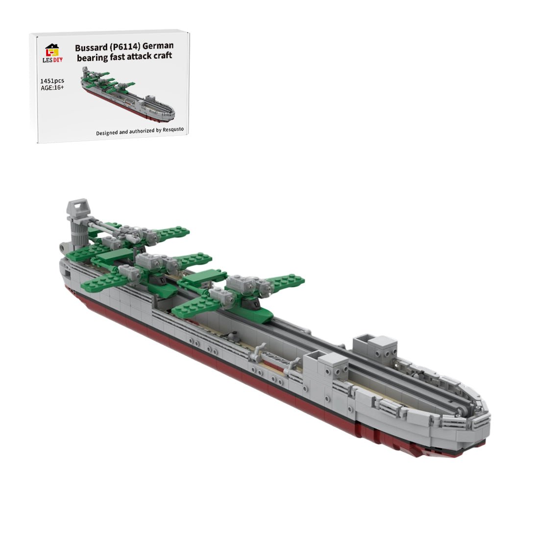 Bussard (P6114) Type 143 Fast Attack Craft Building Blocks-LesDiy-Building Blocks-