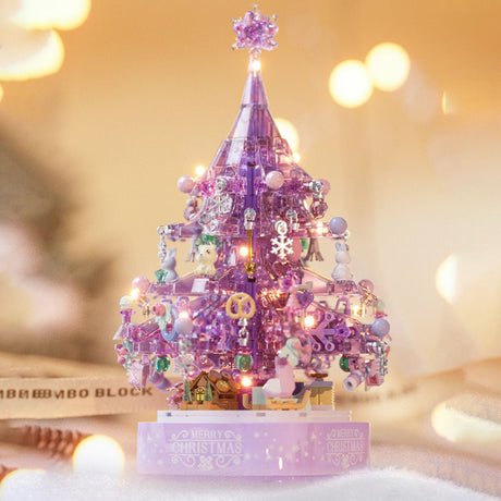 Crystal Christmas Tree Music Box with Light - Purple - LesDiy - 