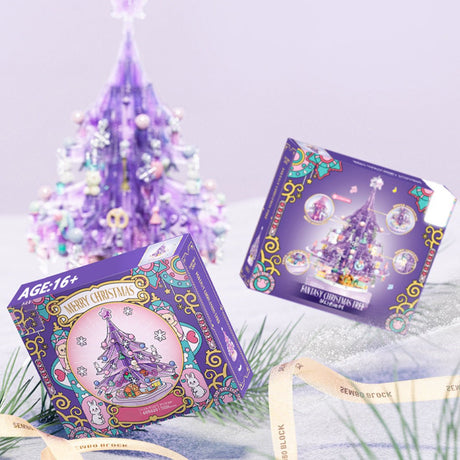 Crystal Christmas Tree Music Box with Light - Purple - LesDiy - 