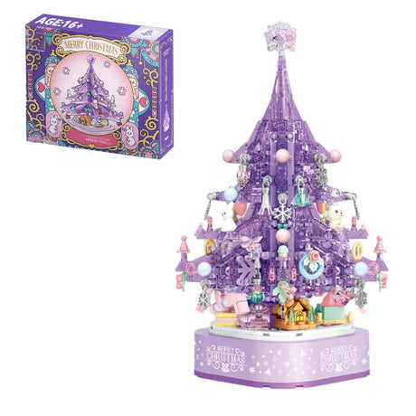 Crystal Christmas Tree Music Box with Light - Purple - LesDiy - 