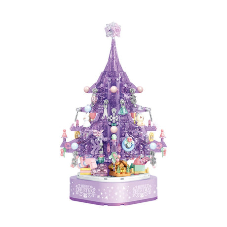 Crystal Christmas Tree Music Box with Light - Purple - LesDiy - 