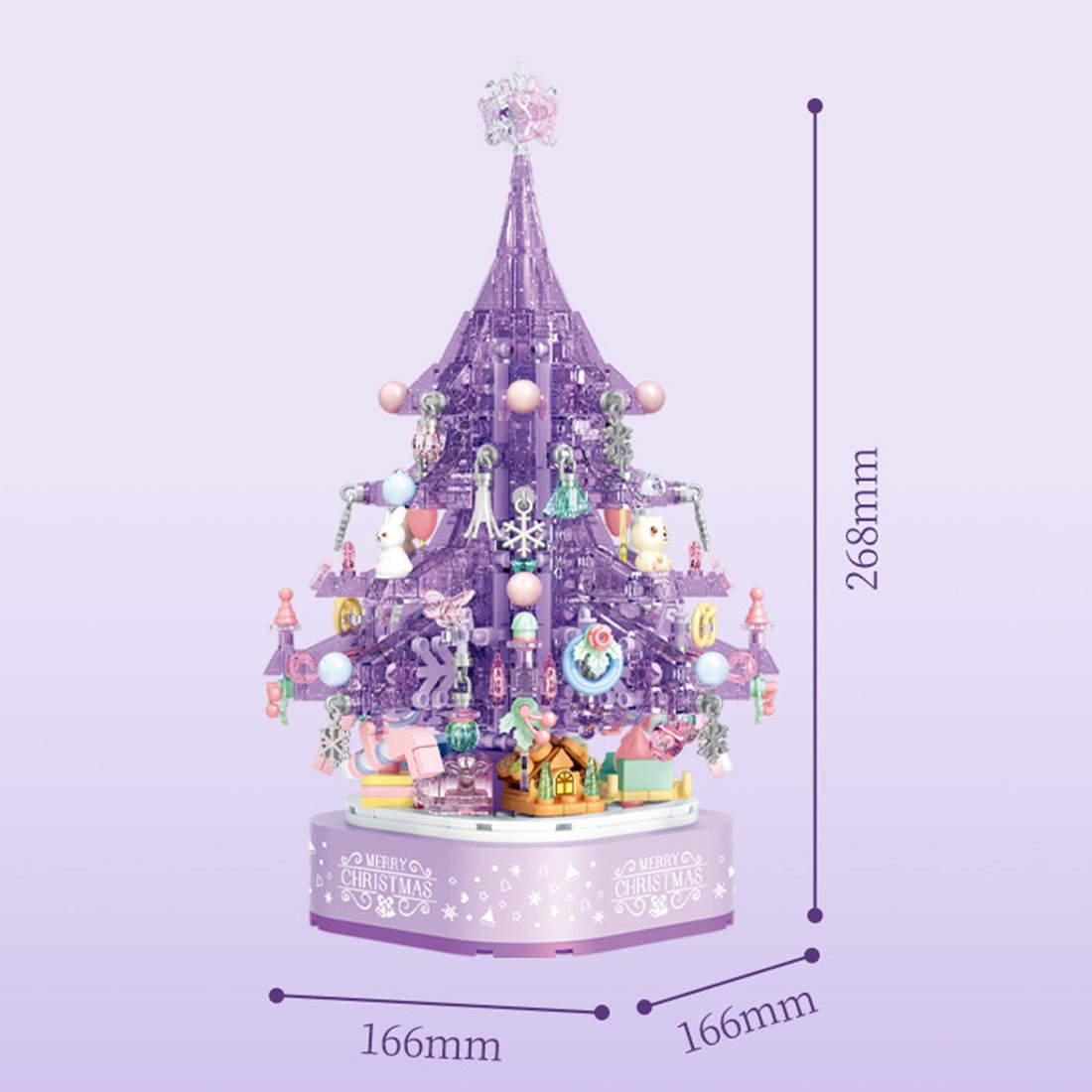 Crystal Christmas Tree Music Box with Light - Purple - LesDiy - 