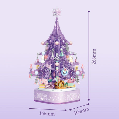 Crystal Christmas Tree Music Box with Light - Purple - LesDiy - 