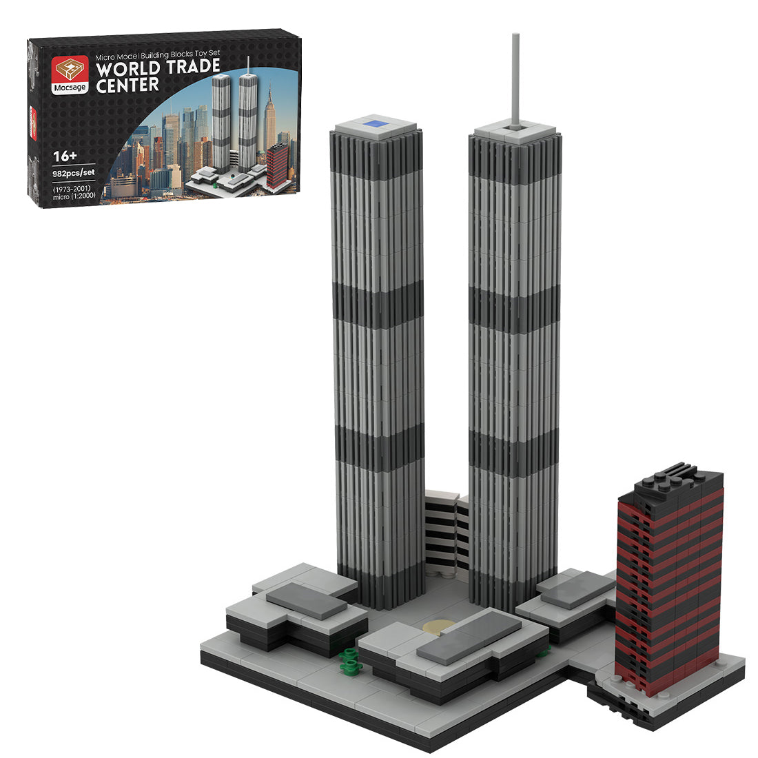 Mocsage 1/2000 Scale World Trade Center (1973-2001) Micro Parts Building Blocks