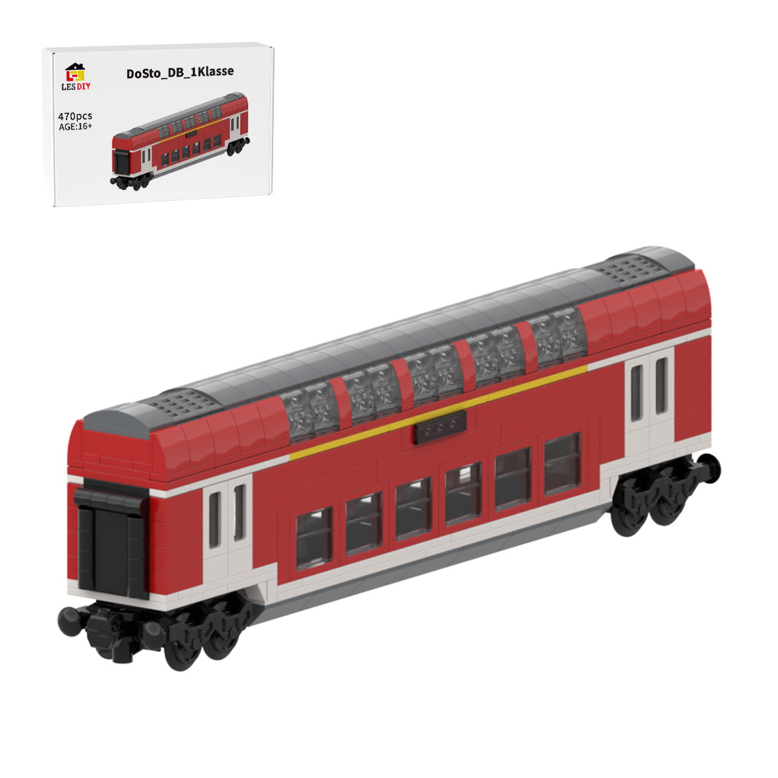 DoSto DB 1st Class Double-Decker Passenger Car Building Blocks