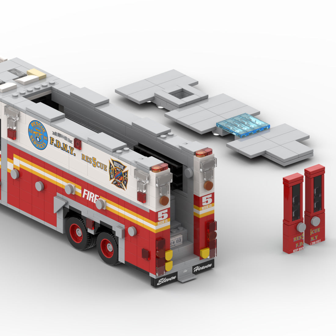 MOC-277134 1996 HME 1871 Saulsbury FDNY Rescue 5 Heavy Rescue Truck Building Blocks