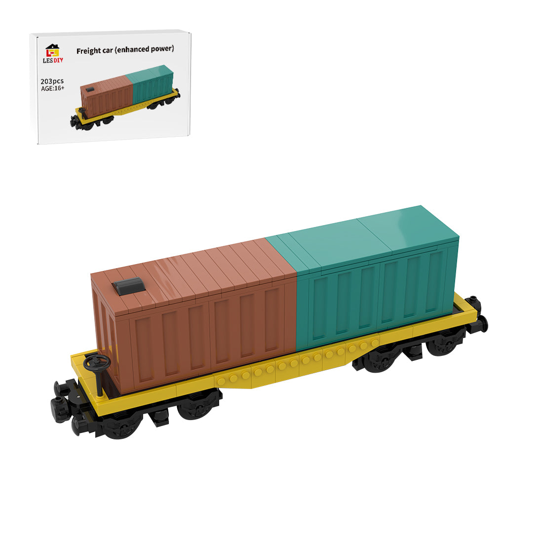 Powered Freight Train Car Building Blocks