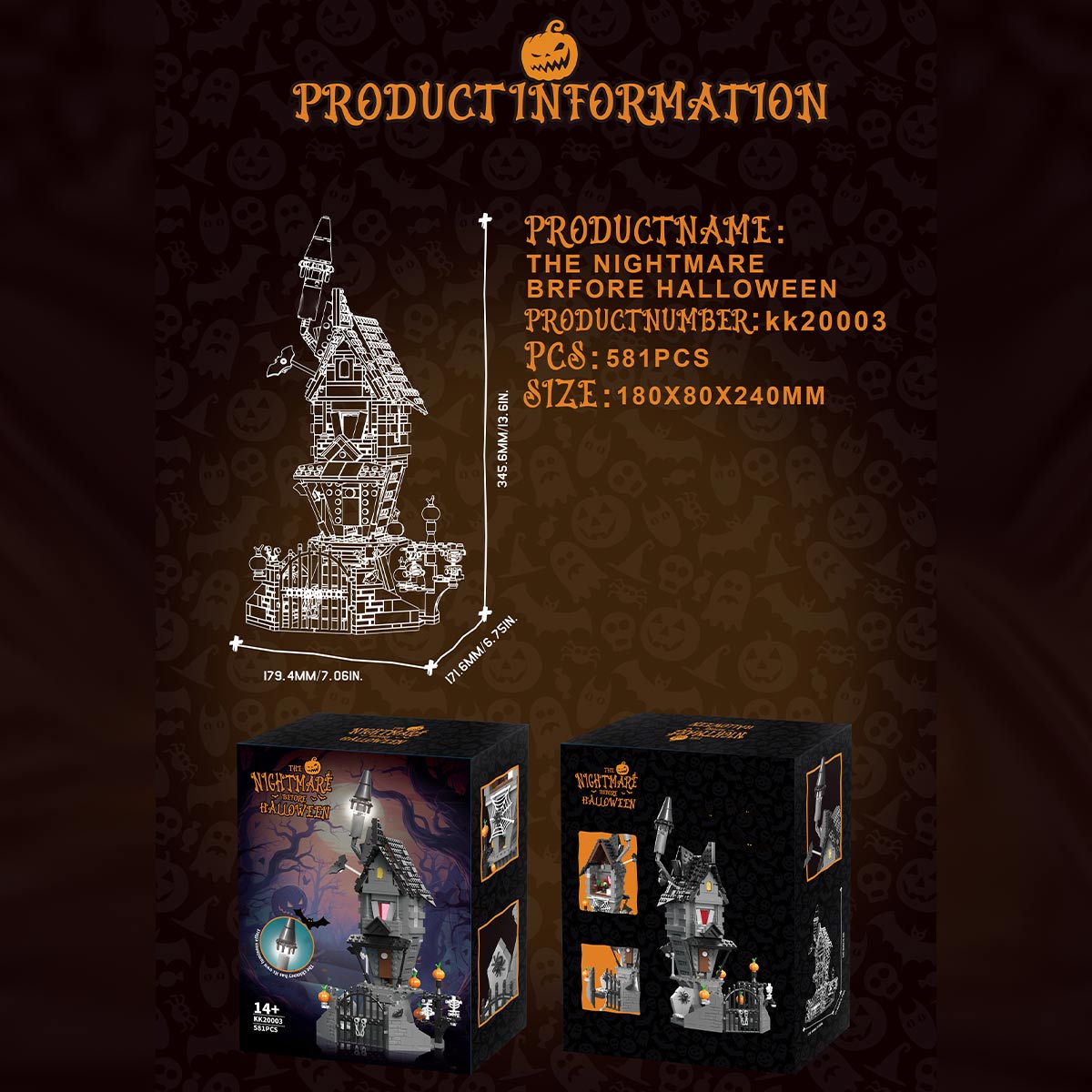 Halloween - Themed Dark Horror Cabin Building Blocks