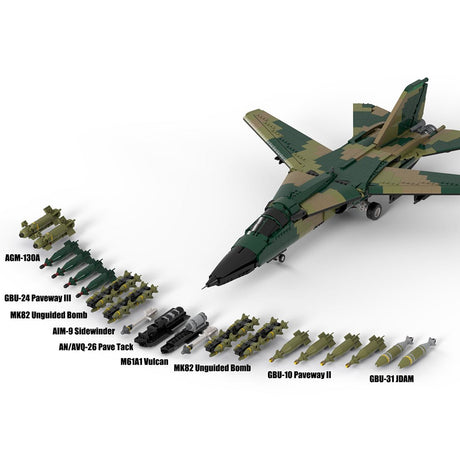 F111 camouflage Military Fighter - Bombers Building Blocks - LesDiy - Building Blocks
