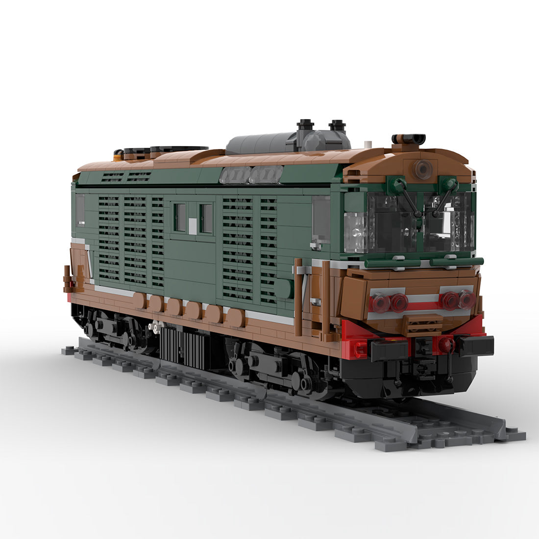 Italy Diesel Locomotive D.445 Train Building Blocks