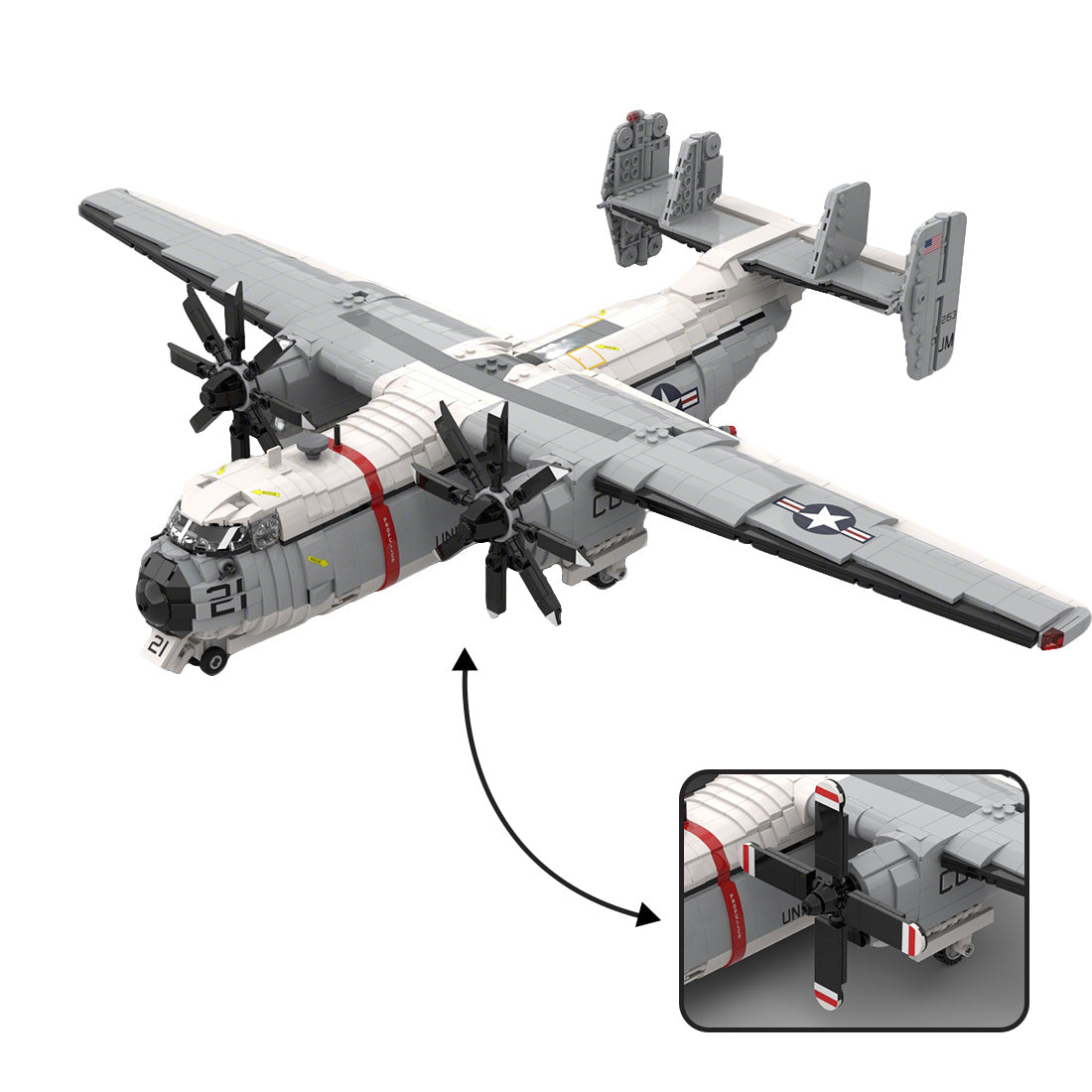 1/35 Scale US Military C-2 Transport Aircraft Building Blocks