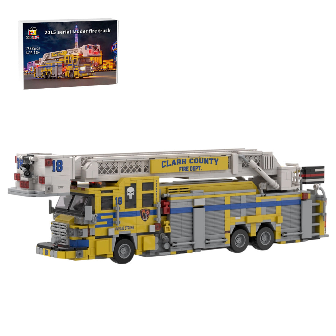 MOC-252194 2015 Pierce Quantum Tower Ladder Fire Truck Clark County FD Building Blocks