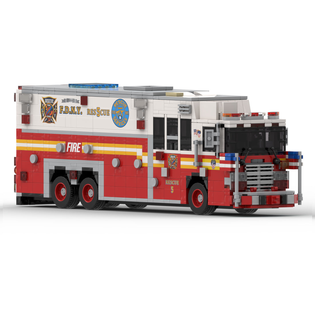 MOC-277134 1996 HME 1871 Saulsbury FDNY Rescue 5 Heavy Rescue Truck Building Blocks
