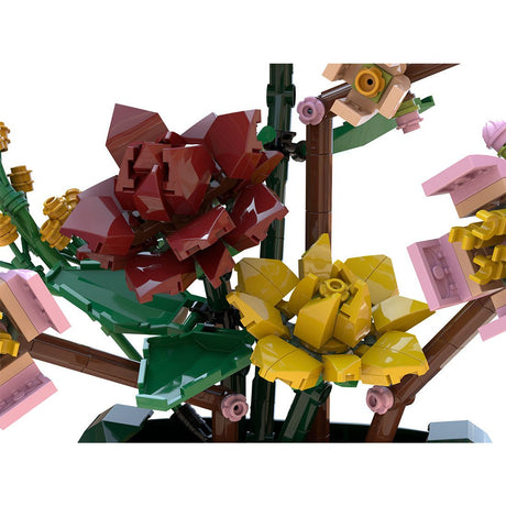Gardenias & Peach Blossoms Brickebana Arrangement Model Assembly Toy Building Blocks - LesDiy - 