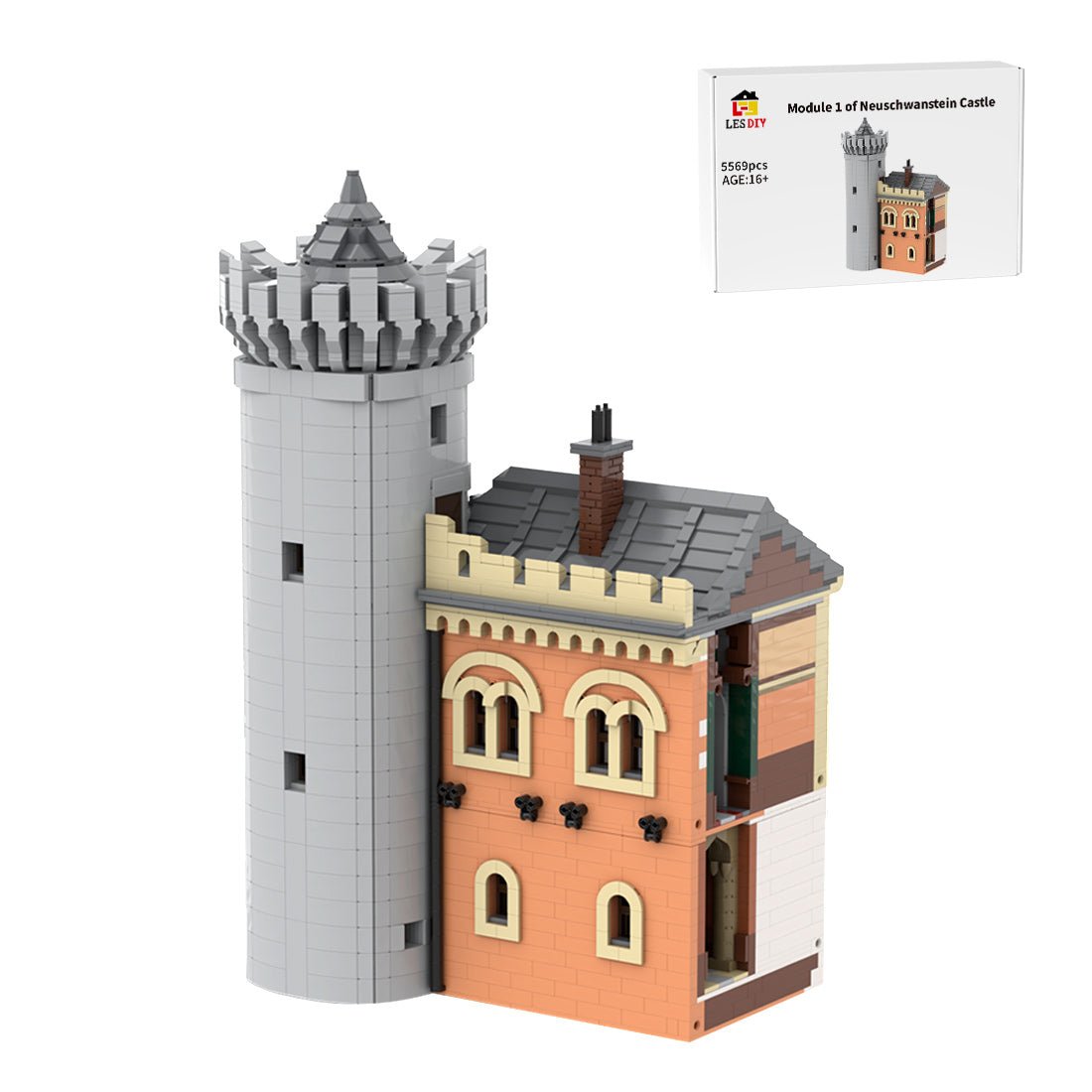 Gatehouse Left Module 1 of Neuschwanstein Castle Building Blocks Set - LesDiy - 