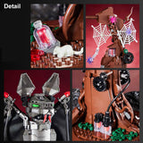 Gothic Metal Mechanical Bat with Display Stand and Spiderweb Decor Building Blocks - LesDiy - 