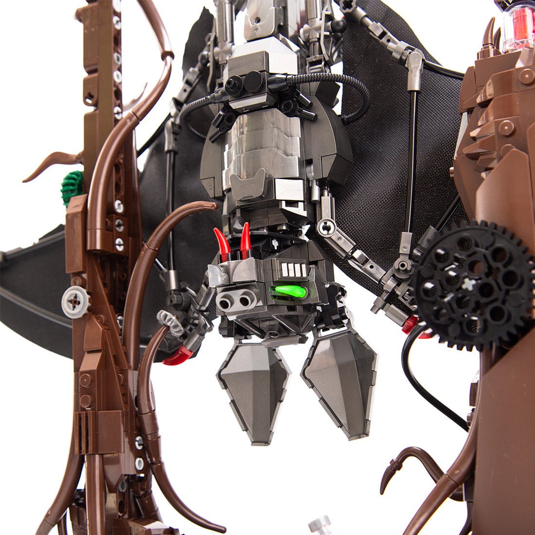 Gothic Metal Mechanical Bat with Display Stand and Spiderweb Decor Building Blocks - LesDiy - 