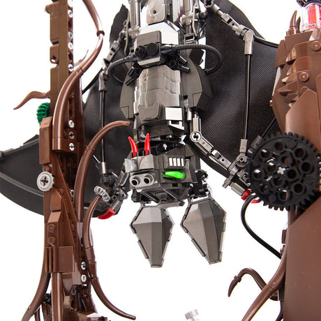 Gothic Metal Mechanical Bat with Display Stand and Spiderweb Decor Building Blocks - LesDiy - 