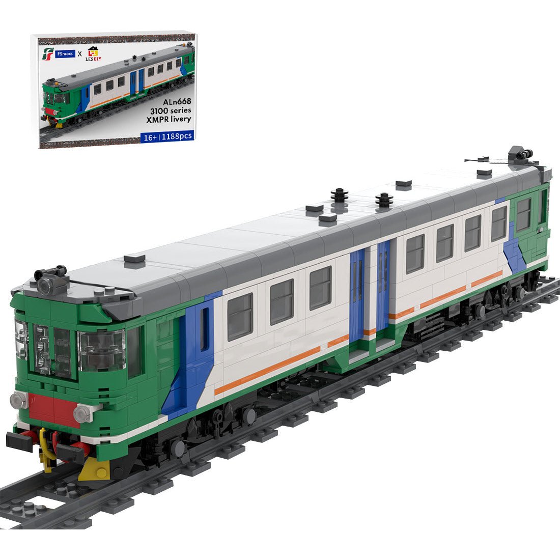 Italian ALn 668 3100 Railcar Building Blocks - LesDiy - Locomotive