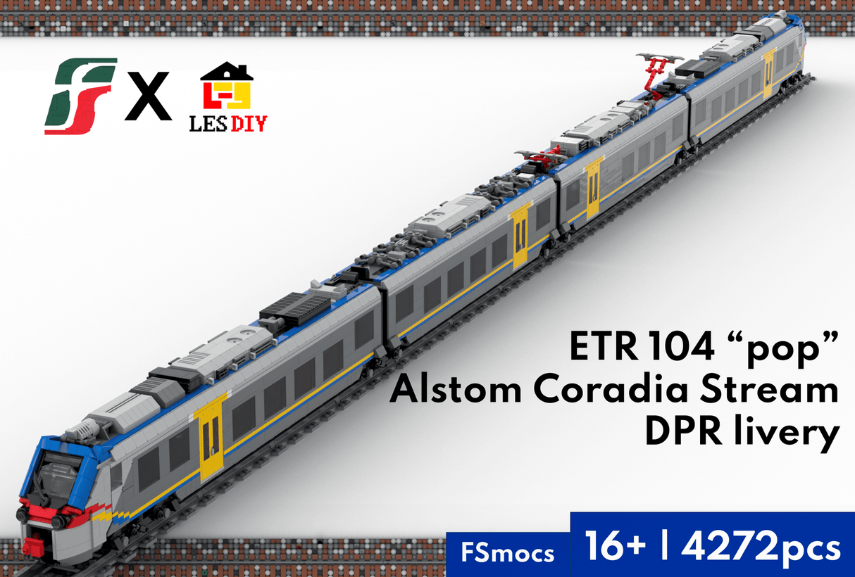 Italian ETR - 104 pop Alstom Coradia Stream DPR livery Building Blocks - LesDiy - Building Blocks