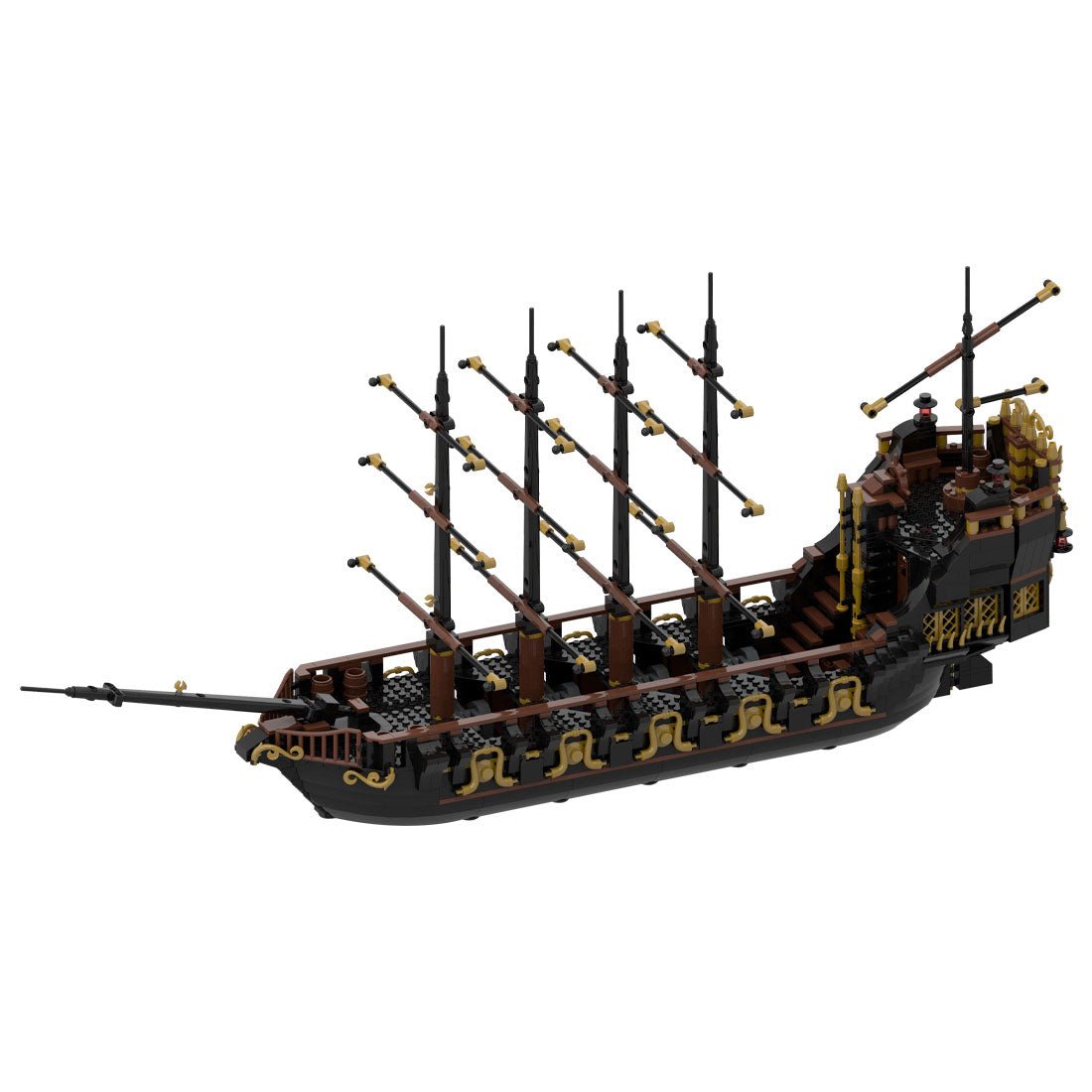 Medieval Golden Pirate Ship Assembly Toy Building Blocks Set LesDiy