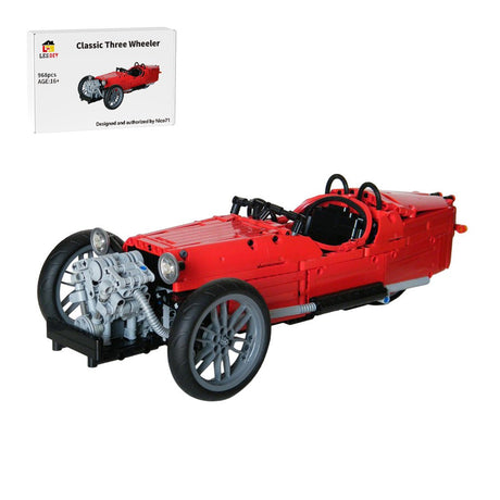 MOC-0035 Morgan Three Wheeler 1:10 Scale Vintage Sports Car Building Blocks-LesDiy-MOC-