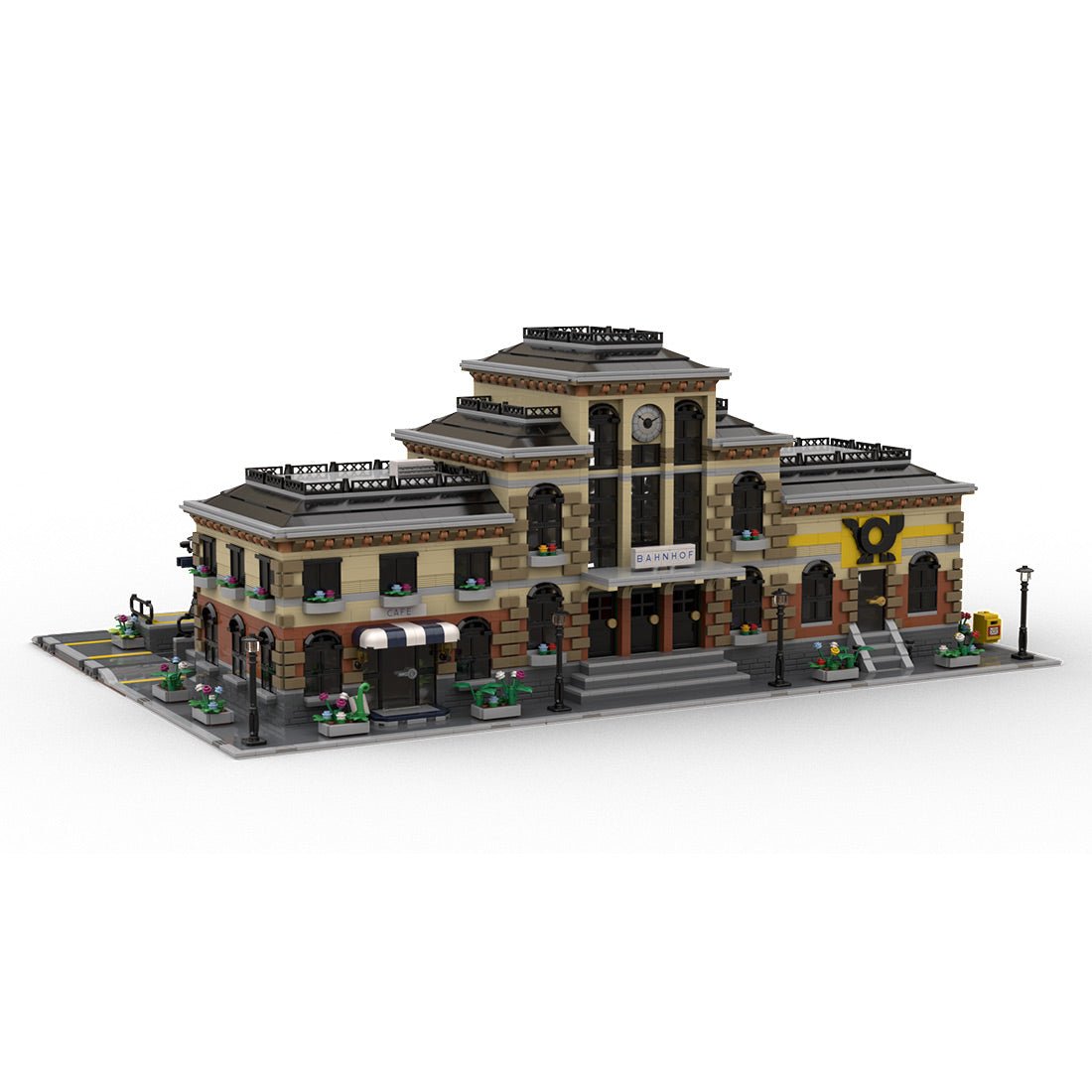 MOC - 109197 Modular German Railway Station Building Blocks - LesDiy - Locomotive - 