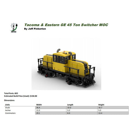 MOC - 110374 Tacoma and Eastern GE 45 Ton Switcher Building Blocks - LesDiy - Locomotive