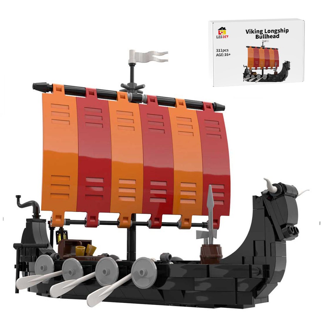 MOC - 116513 Viking Longship Bullhead Building Blocks - LesDiy - Building Blocks