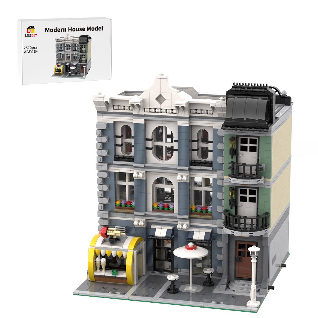 MOC - 117190 Gym & Ice Cream Stand - 10255 Assembly Square Alternative Building Blocks - LesDiy - MOC