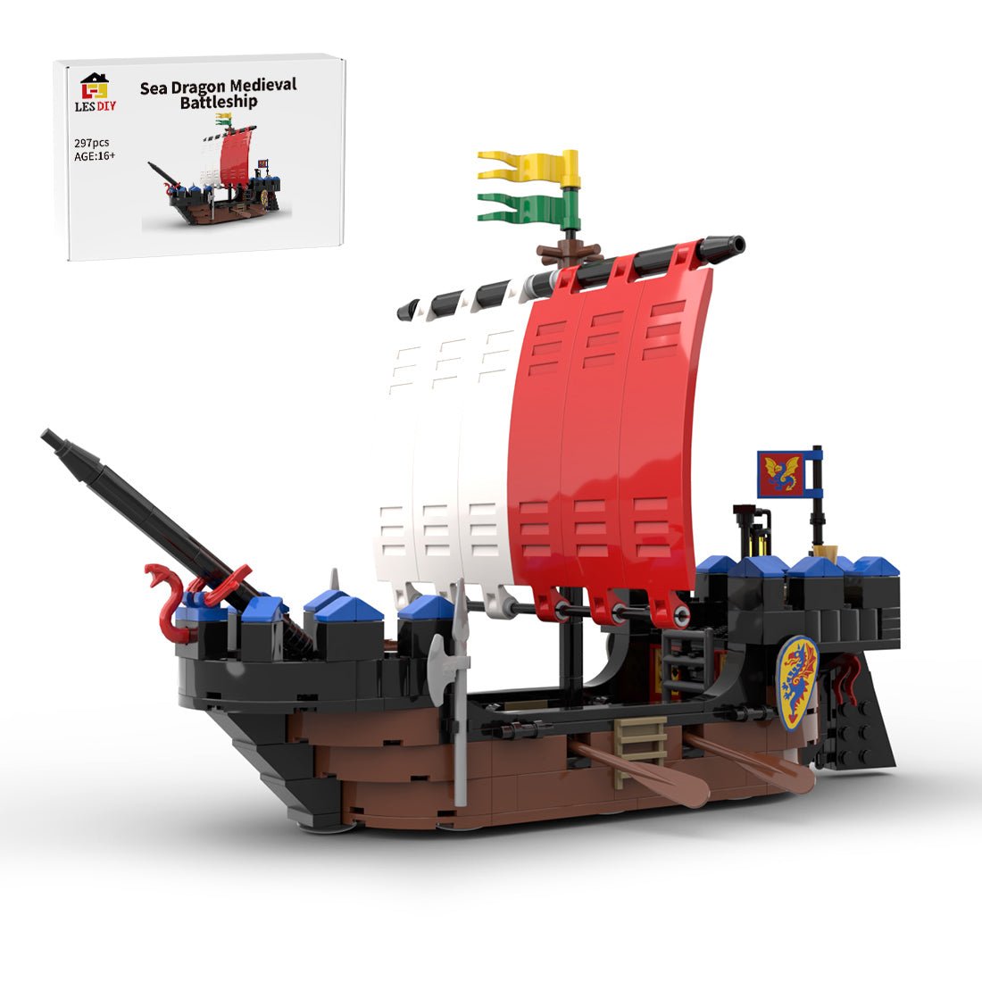 MOC-119470 Sea Dragon Medieval Battleship Building Blocks | LesDiy