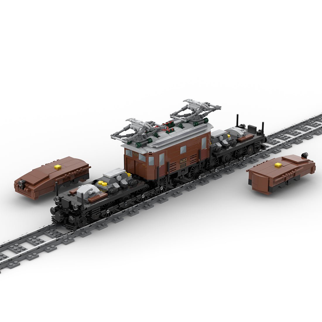 MOC - 125085 Swiss Locomotive Crocodile - Brown Building Blocks - LesDiy - Locomotive