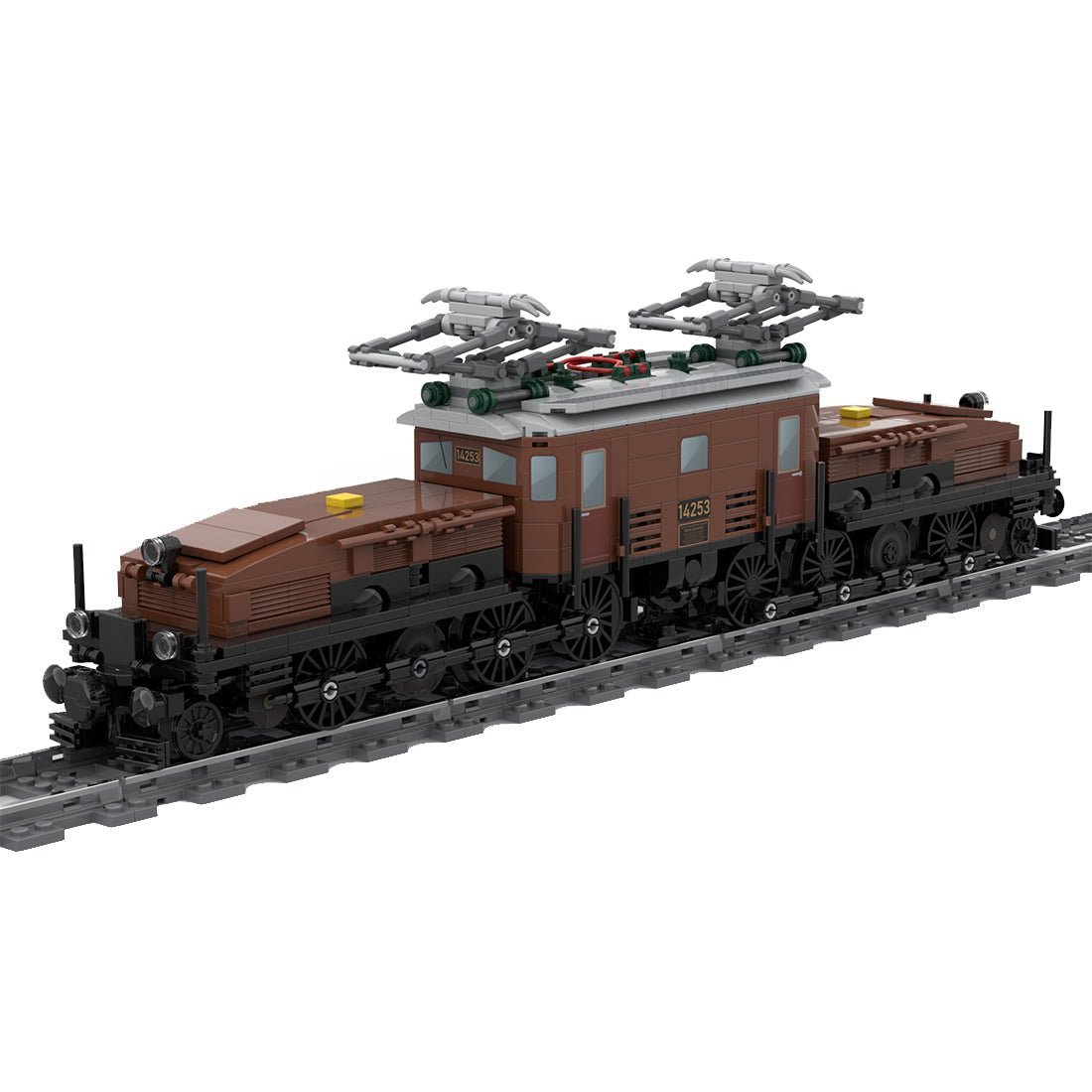 MOC - 125085 Swiss Locomotive Crocodile - Brown Building Blocks - LesDiy - Locomotive