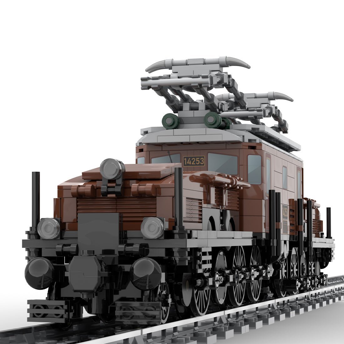 ◆ Loco です◆ MOC-125085 Swiss Locomotive Crocodile - Brown Building Blocks | LesDiy