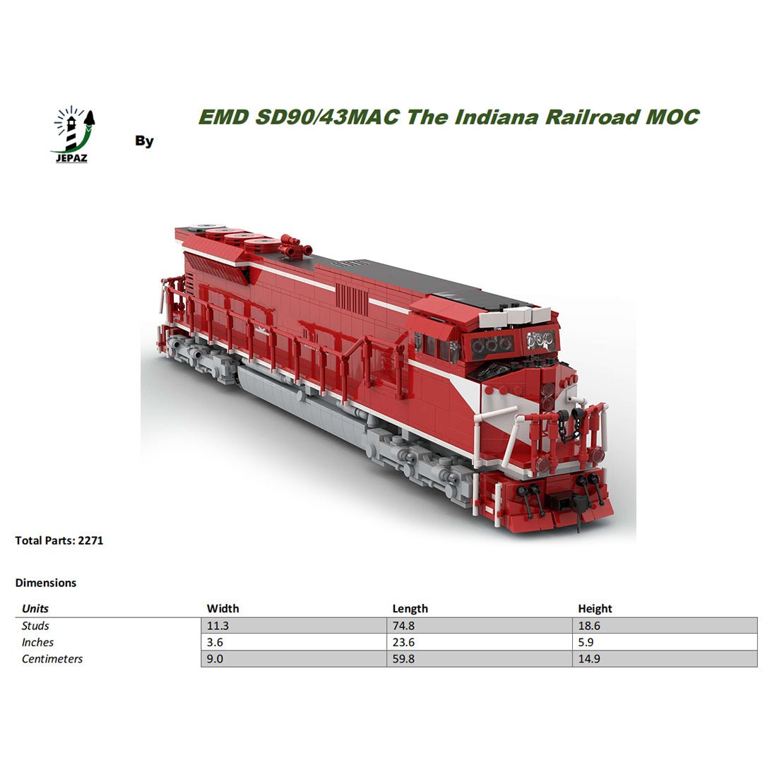 MOC-126405 EMD SD90/43MAC The Indiana Railroad Train Model | LesDiy